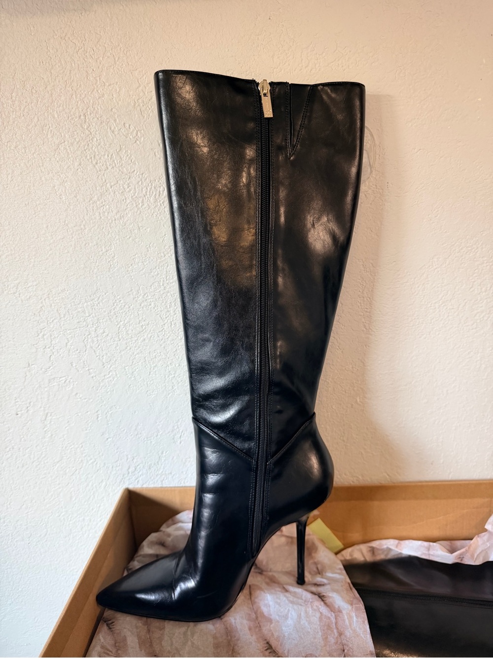 Jessica Simpson Black Pointed-Toe Knee-High Stiletto Boots - Picture 3 of 14